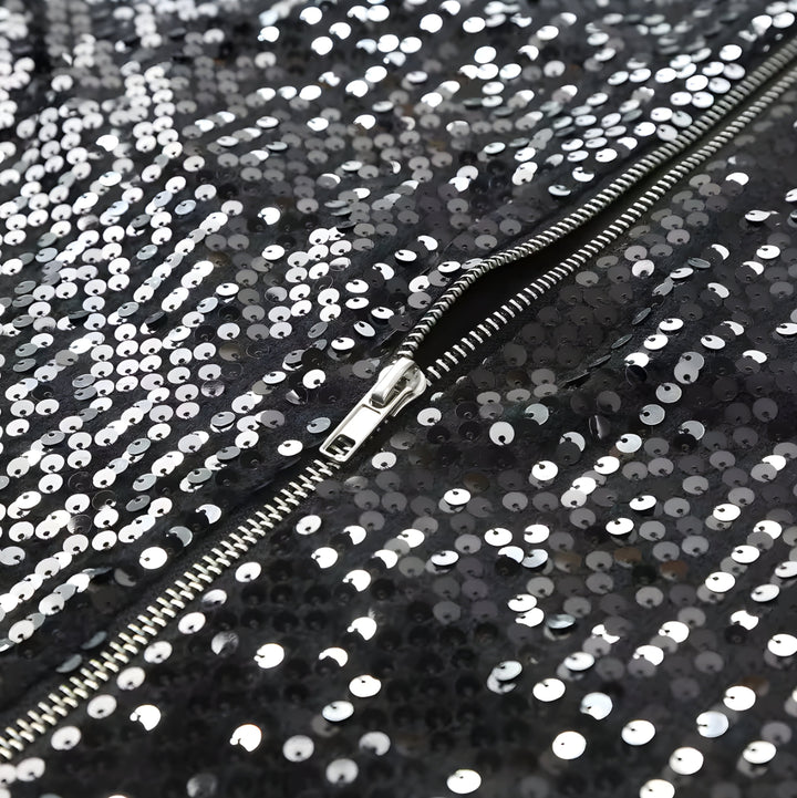 Noir Sequin Bomber Jacket Watson Duke 