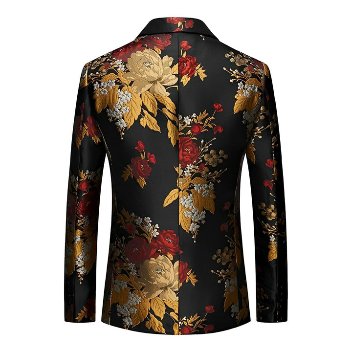 The Gautier Jacquard Slim Fit Blazer Suit Jacket - Gold Wynston Duke 